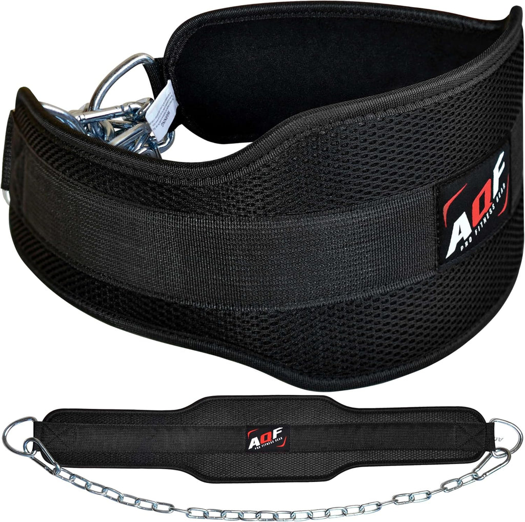 AQF Dip Belt — Neoprene Padded Weight Belt with 36 inch Steel Chain
