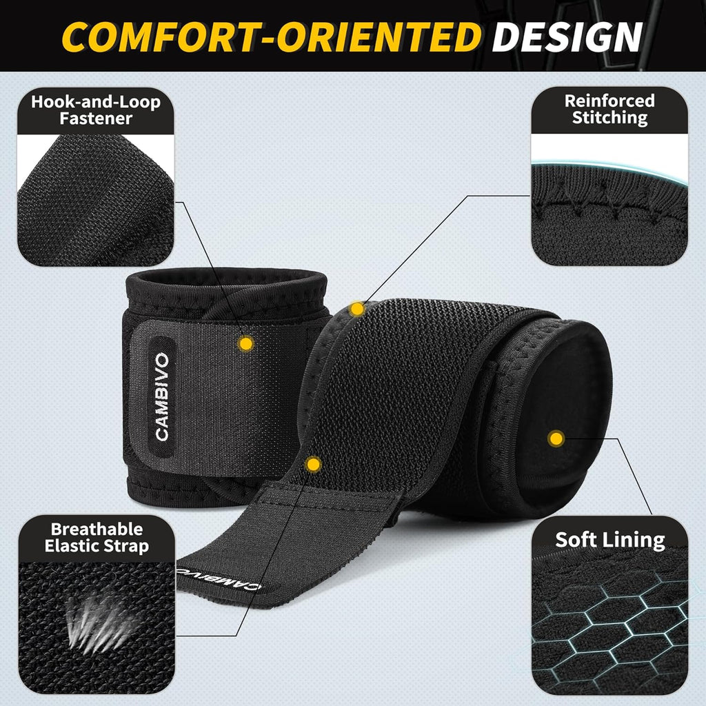 CAMBIVO Wrist Supports 2-Pack — Compression Wraps for Lifting & Pain Relief
