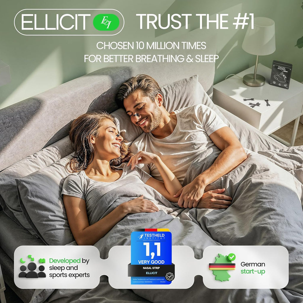 Ellicit Nasal Strips 30 Pack — Anti-Snoring Nose Strips for Sport & Sleep