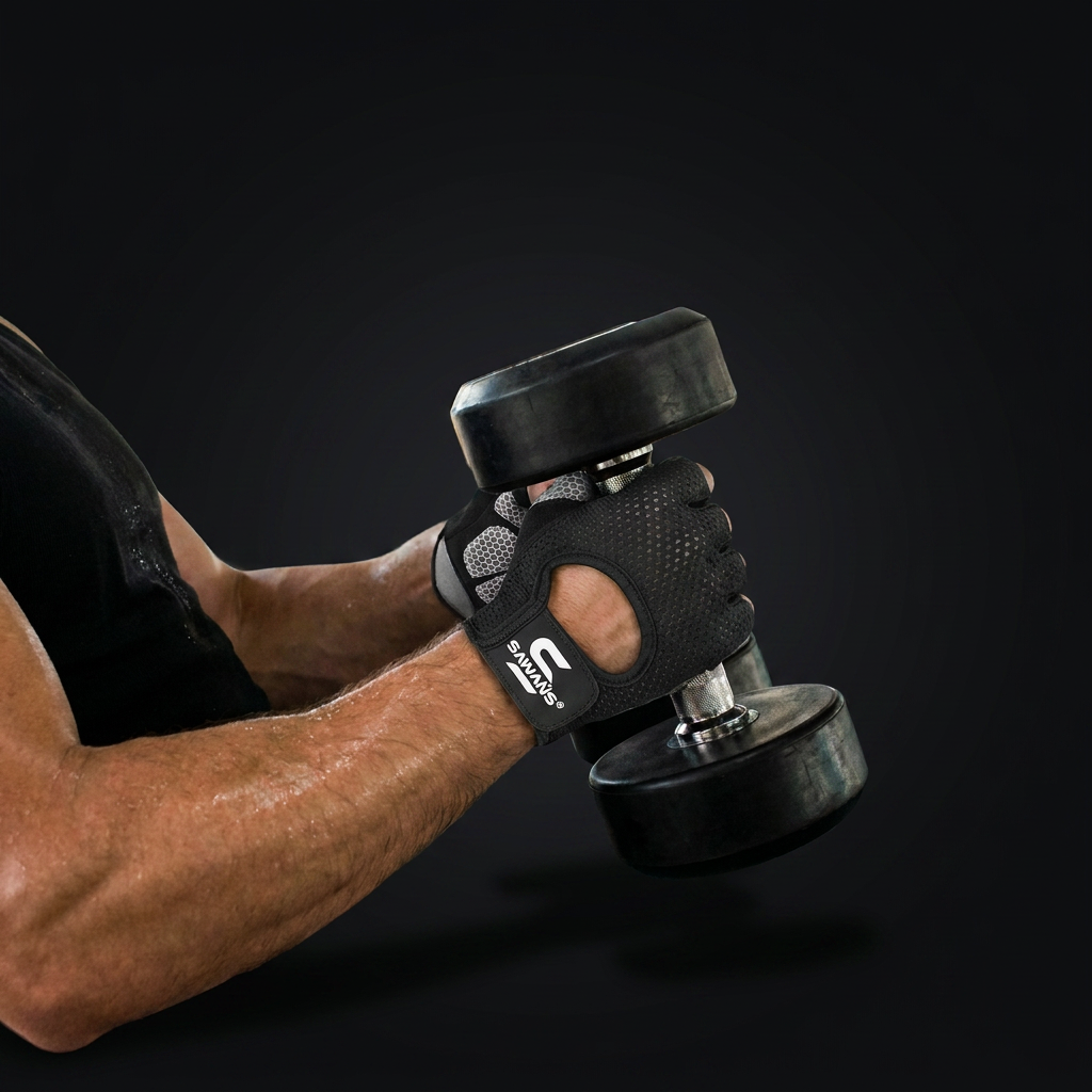 SAWANS Breathable Gym Gloves — Non-Slip Silicone Palm Protection on onyx background