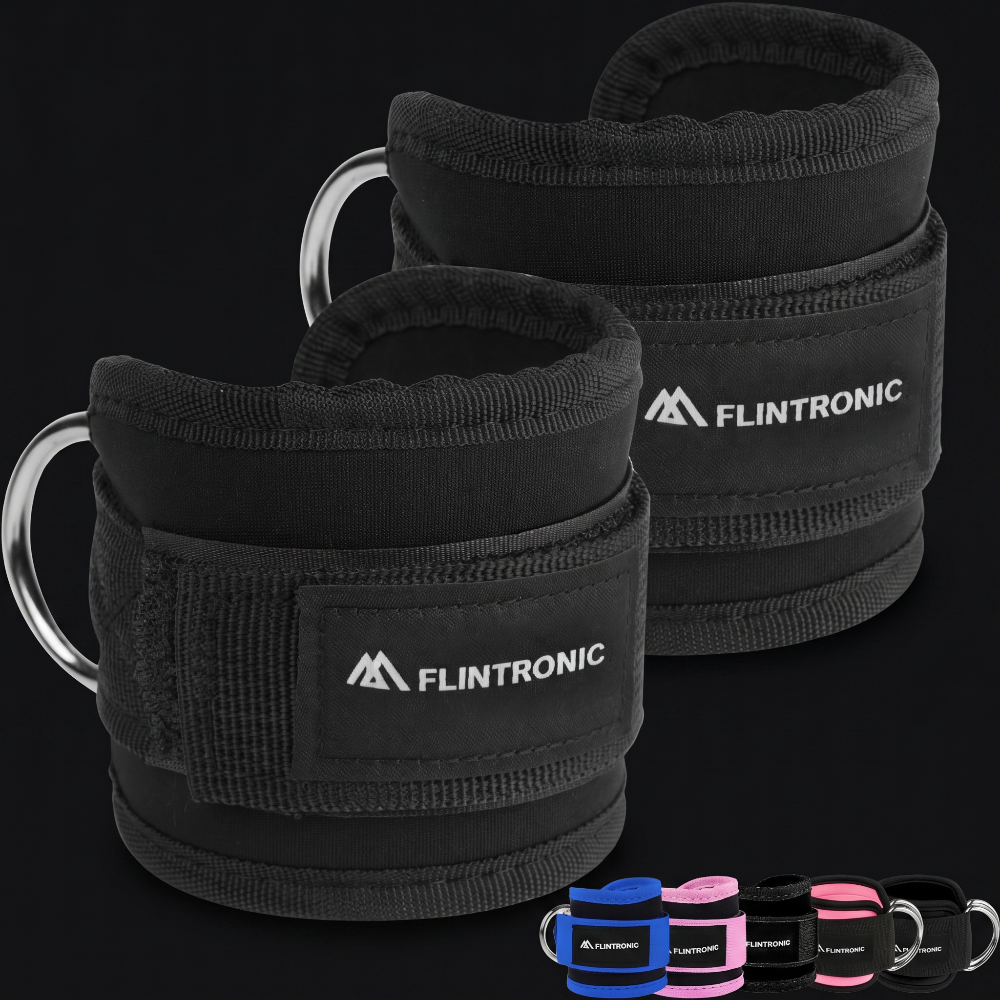 Flintronic Ankle Straps for Cable Machine on onyx background