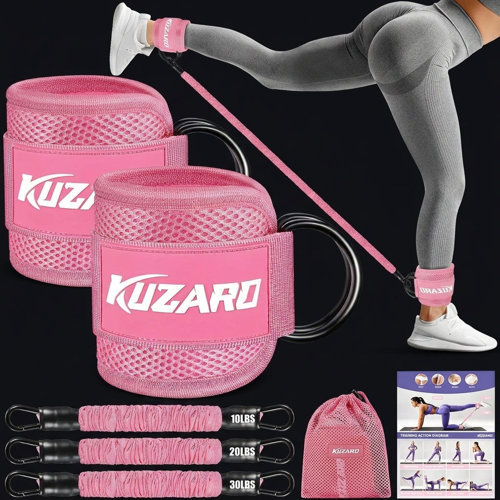 KUZARO Resistance Bands with Ankle Straps on onyx background