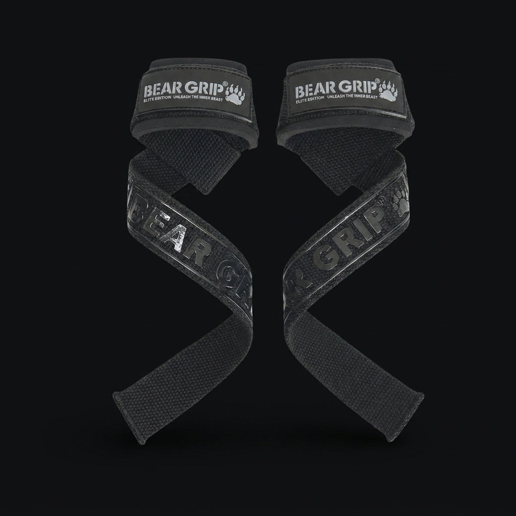 BEAR GRIP Weight Lifting Straps on onyx background