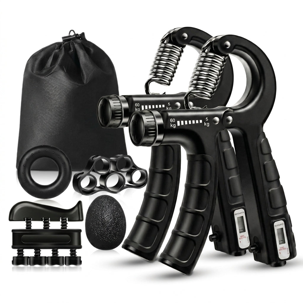 Vexloria Hand Grip Strengthener on onyx background