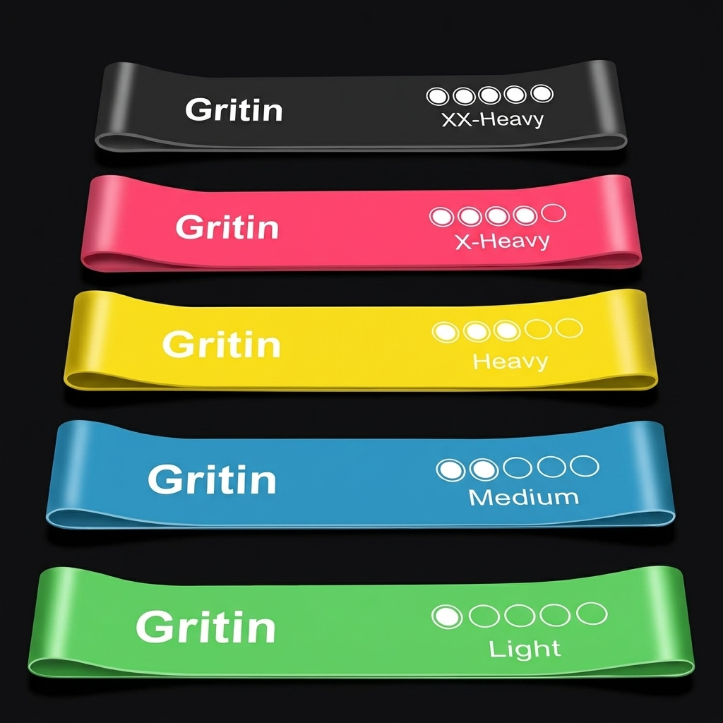 Gritin Resistance Bands Set of 5 on onyx background