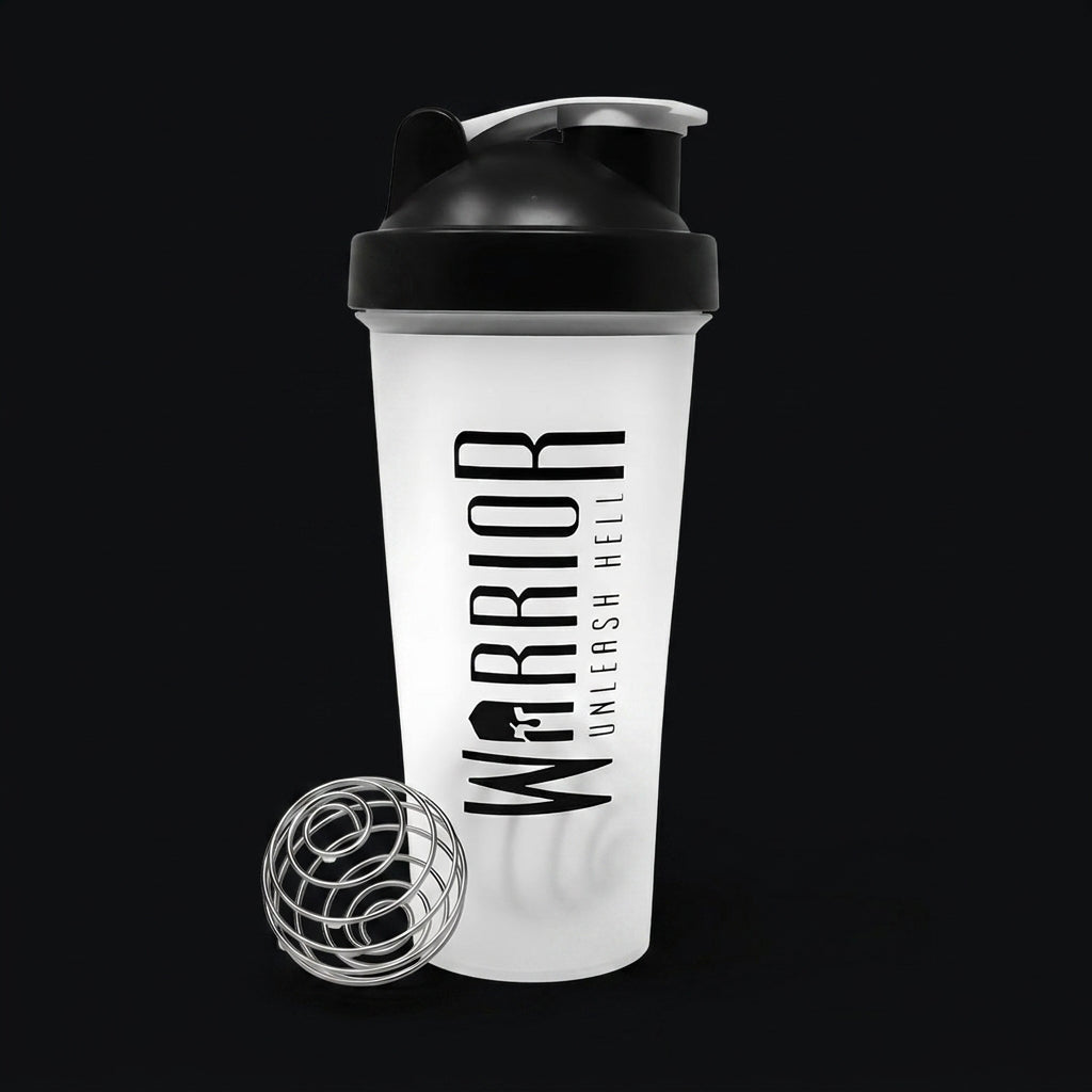 Warrior 600ml Protein Shaker Bottle on onyx background
