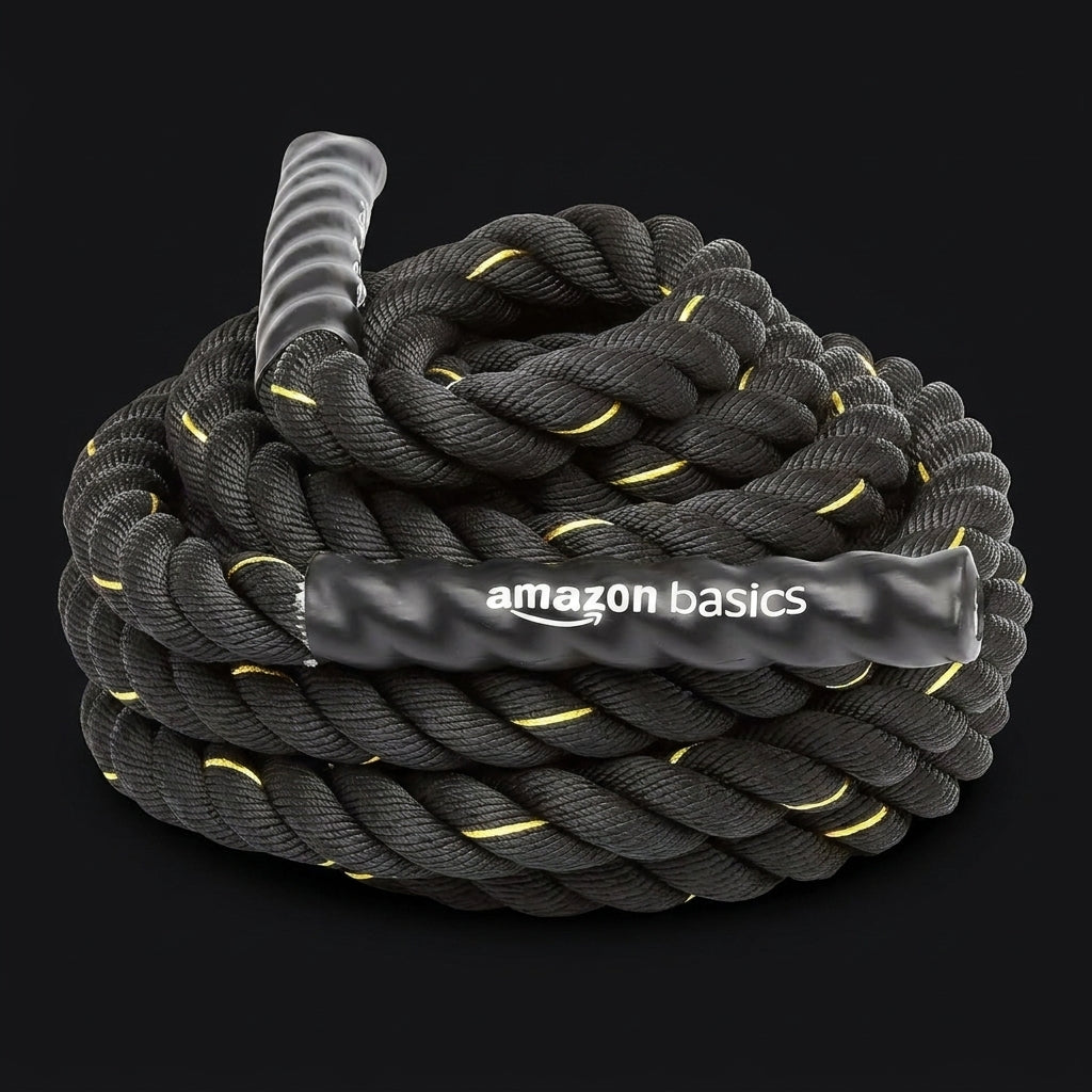 Amazon Basics Battle Rope on onyx background
