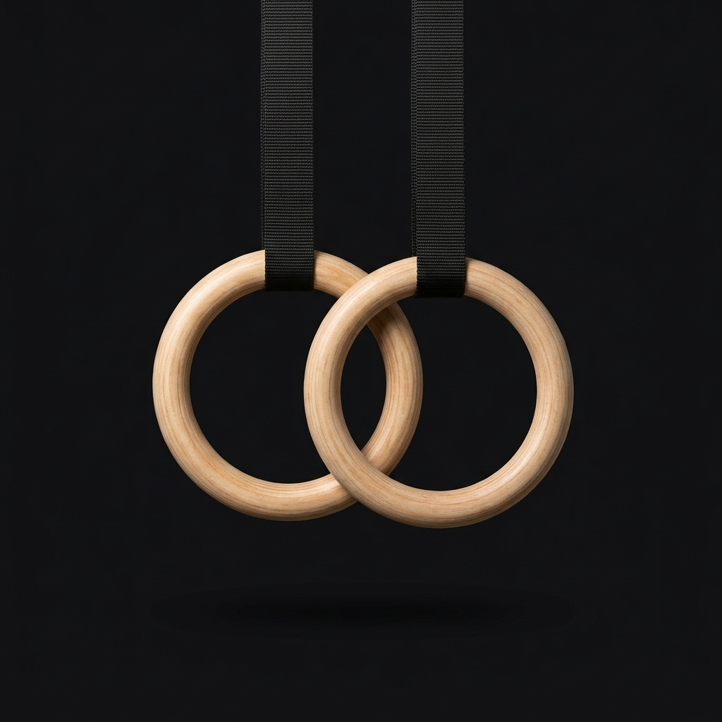 Wooden Gymnastic Rings on onyx background