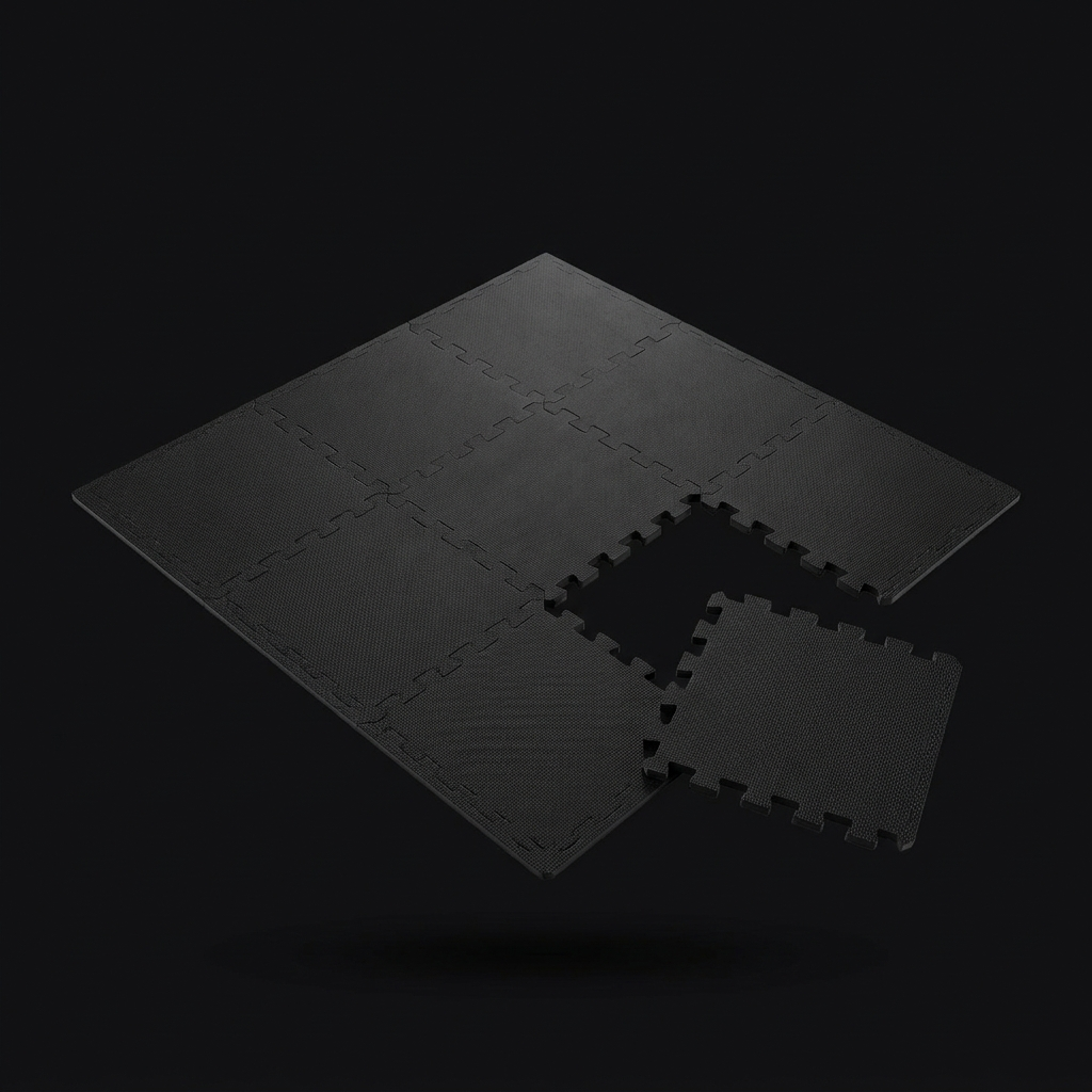 Interlocking Rubber Gym Floor Tiles on onyx background