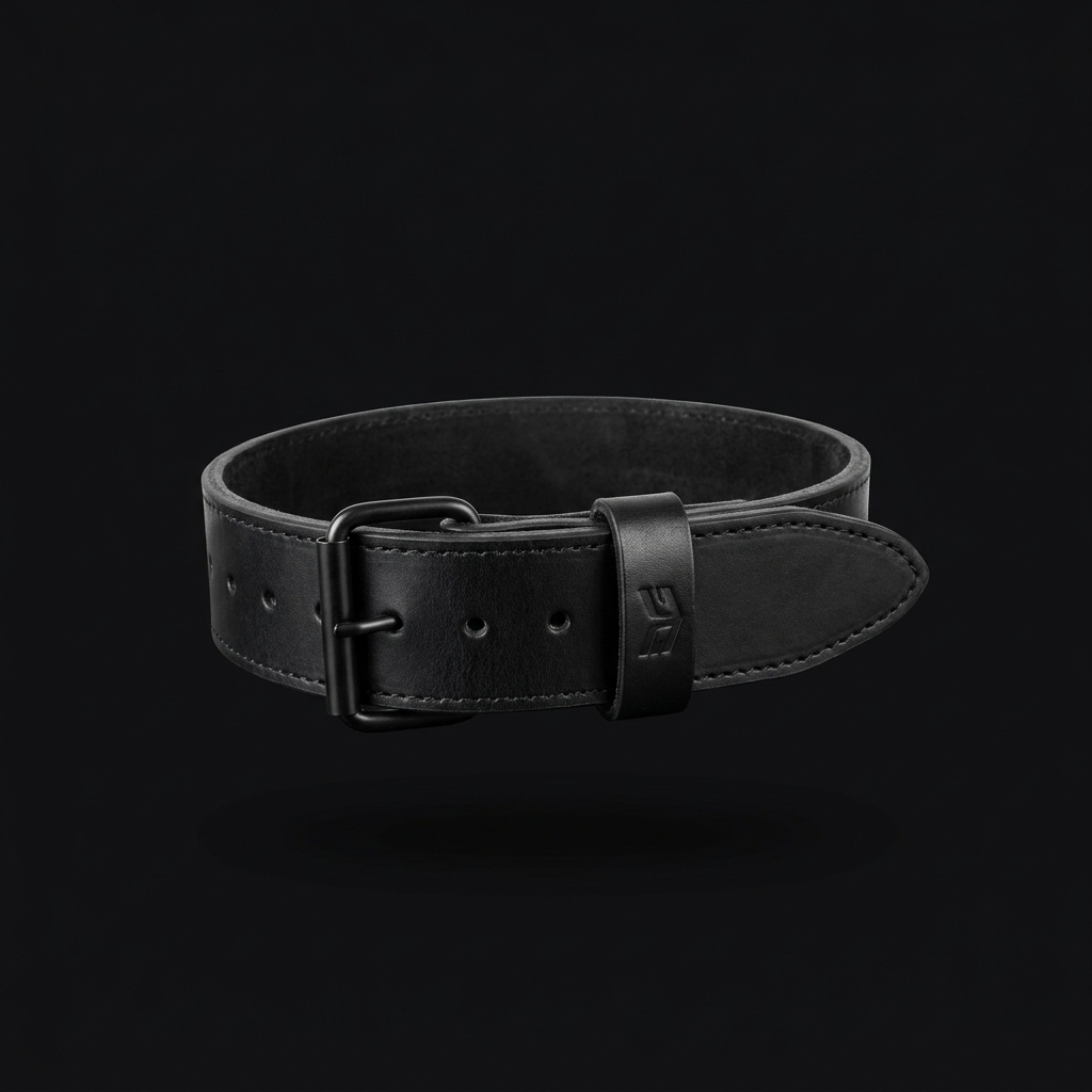 Leather Weightlifting Belt on onyx background