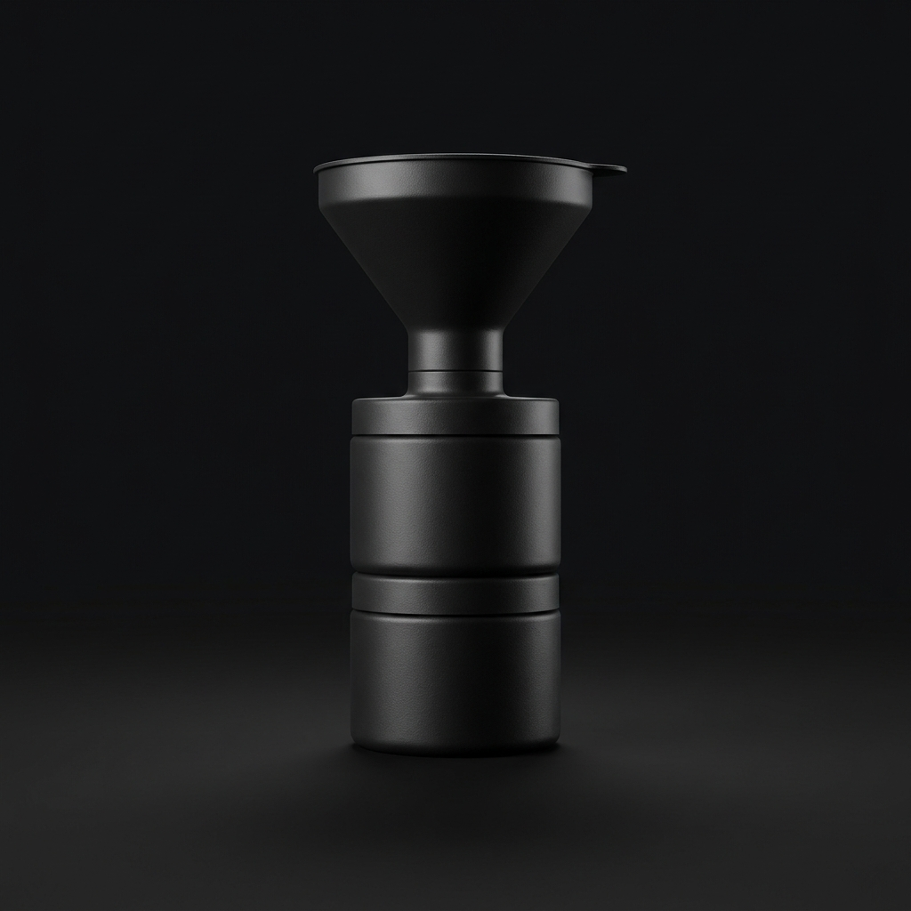 Protein Powder Funnel Container on onyx background