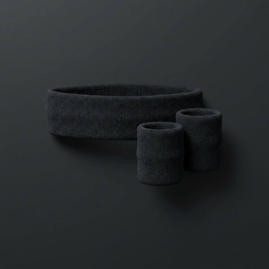 Sweatband Set headband and wristbands on onyx background