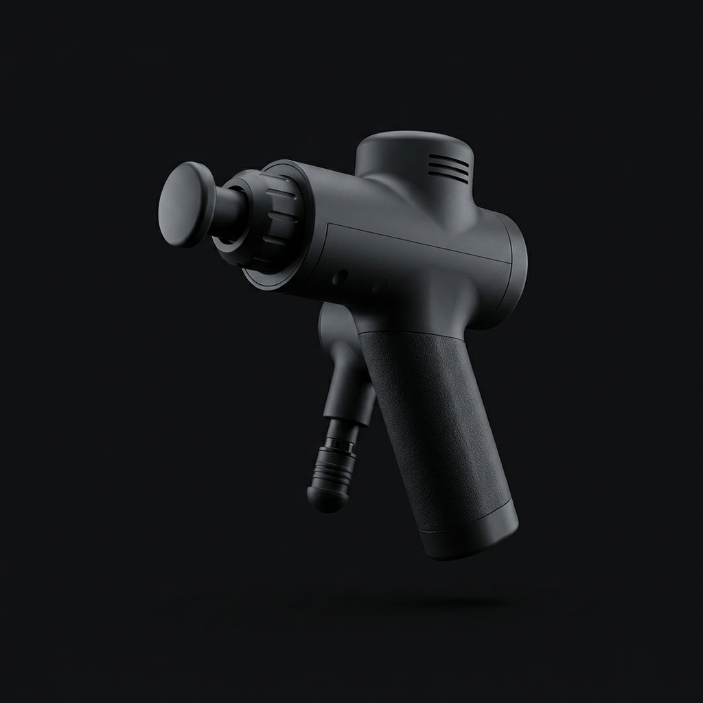 Percussion massage gun three-quarter angle