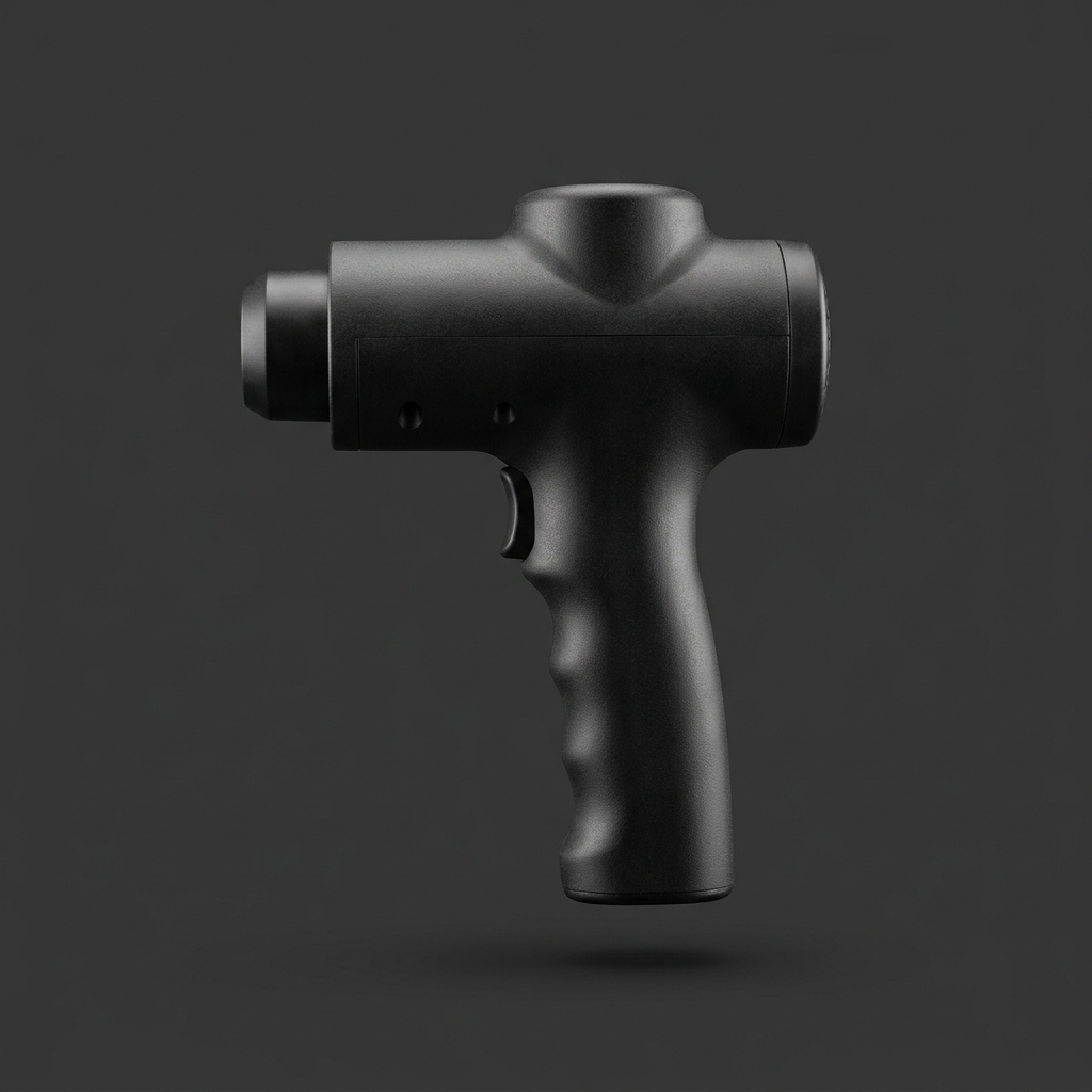 Percussion massage gun side profile with handle and trigger