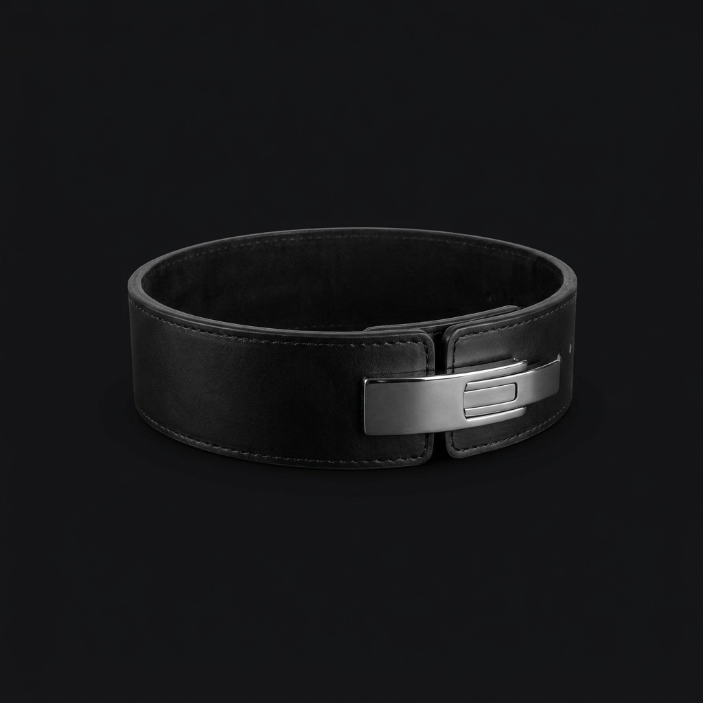 Black lever powerlifting belt three-quarter angle