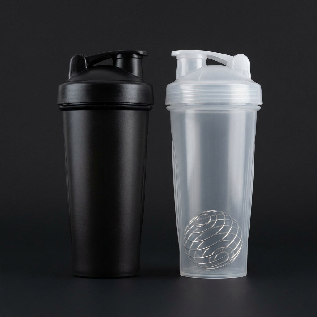 Protein shaker bottle close-up detail