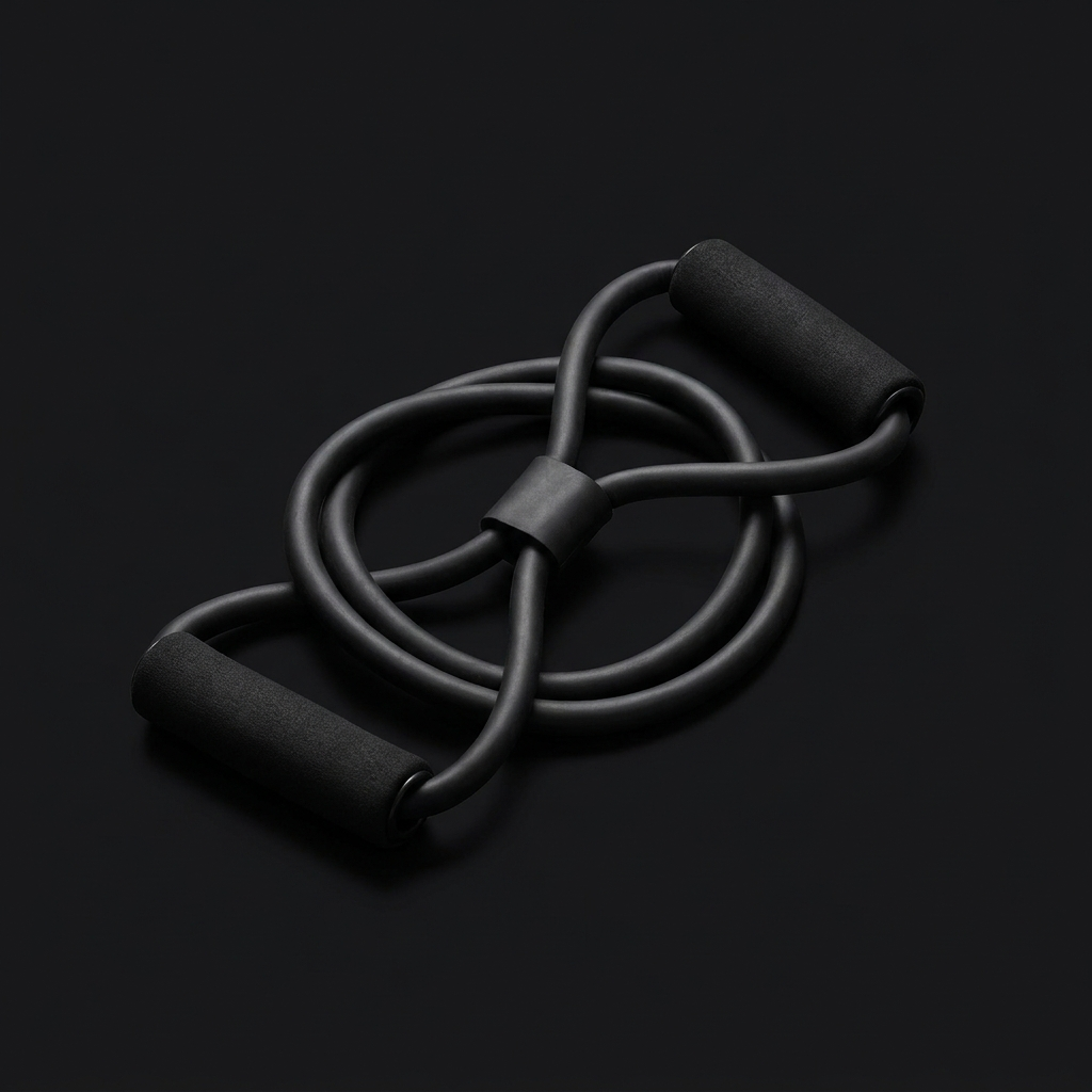 Figure-8 resistance band on onyx background