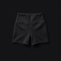 High-waisted sauna sweat shorts on onyx background