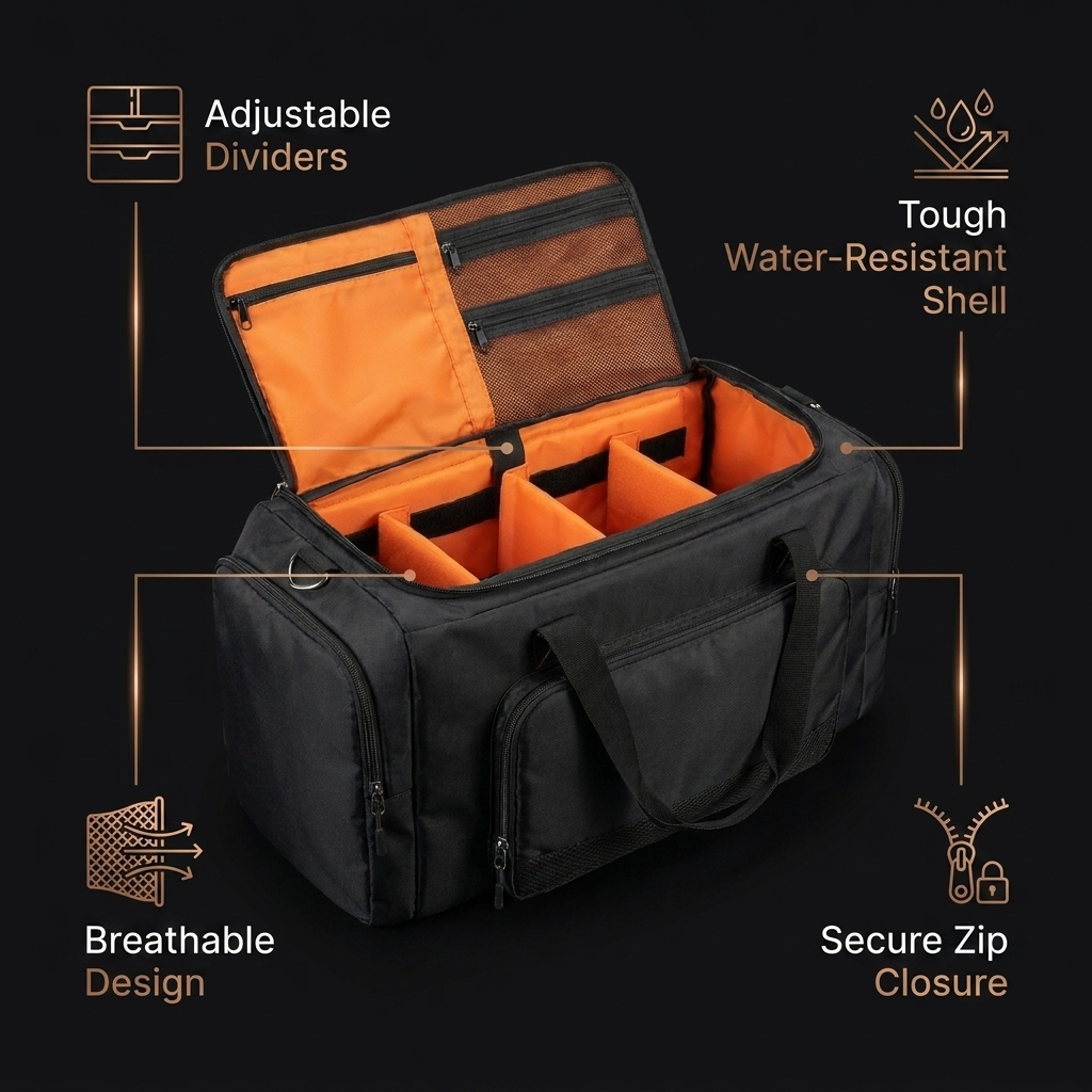 Sneaker travel bag features