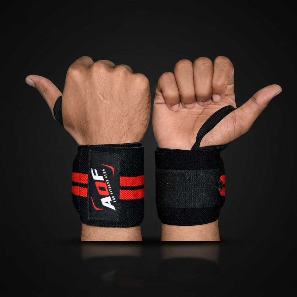 AQF Weight Lifting Wrist Wraps on onyx background